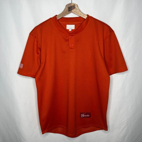 SS14 2014 Supreme NYC 12 Mesh Baseball Henley Top Streetwear Orange Medium - Picture 1 of 6